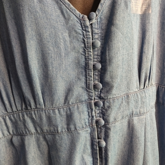 Simply Be Jean Denim Maxi Dress Women's V-Neck Blue Soft Plus Size 26 NWT - Picture 7 of 10